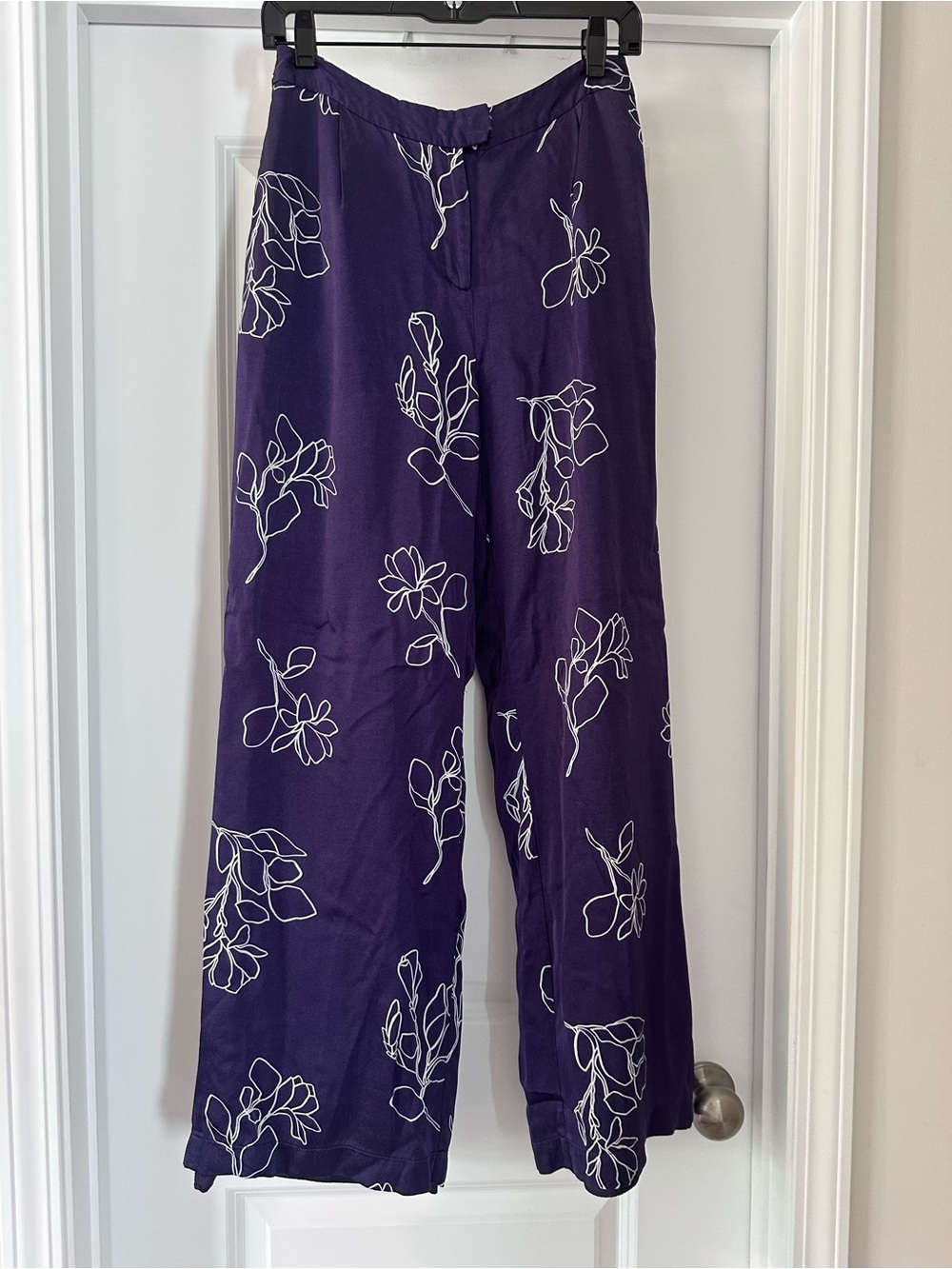 Jason Wu Purple Wide-Leg Pants with White Floral Print